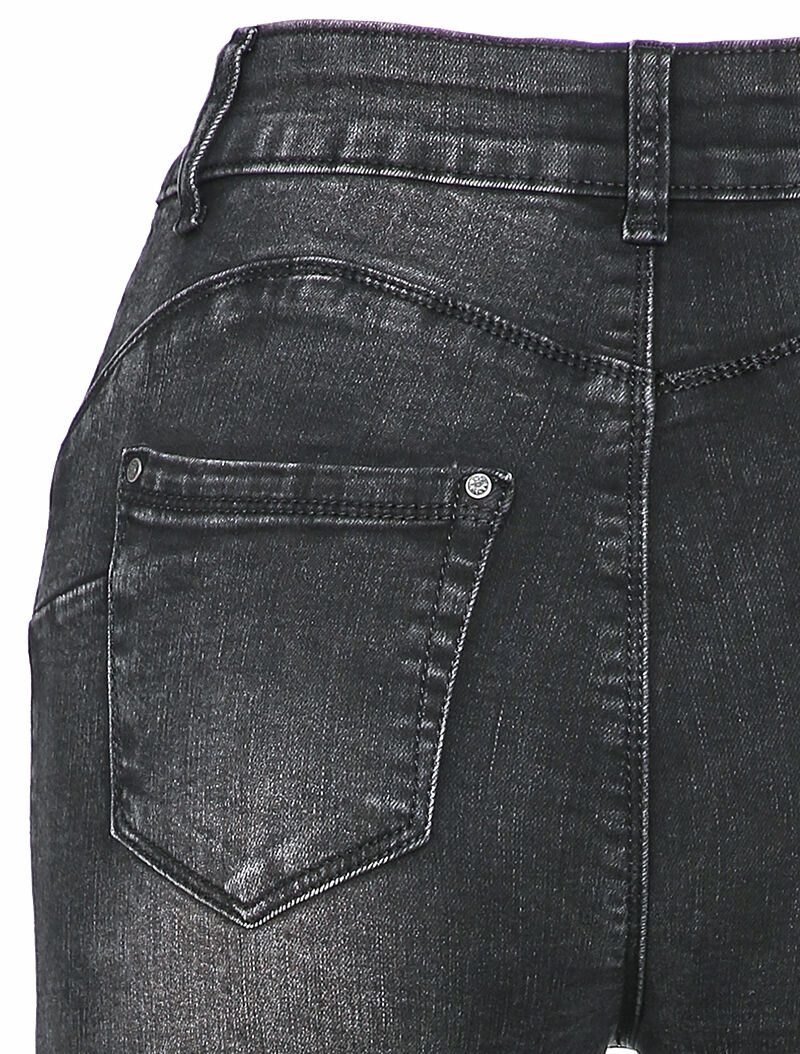 Jean skinny taille haute à déchirures - Noir - Image 3