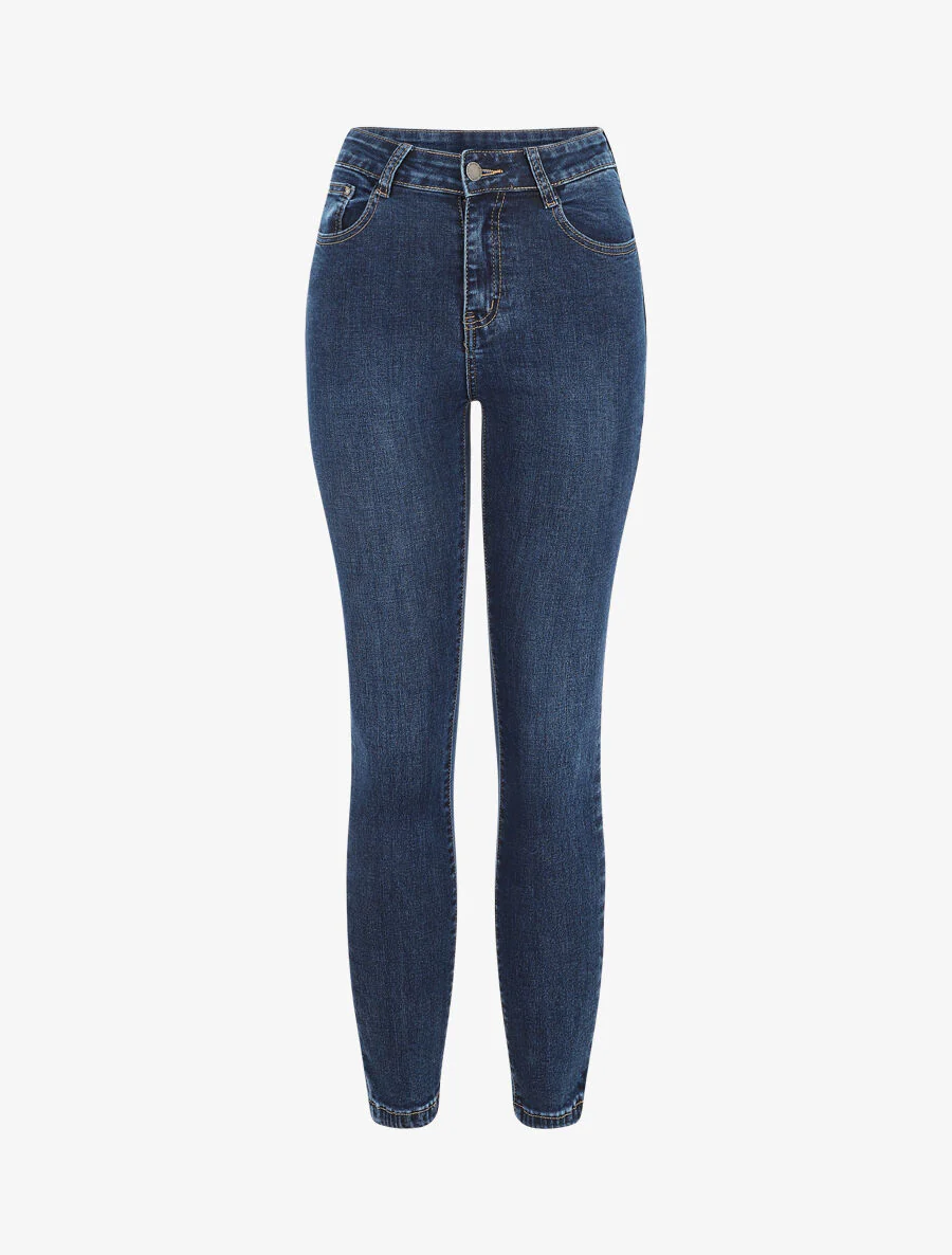 Jean skinny taille haute - Bleu