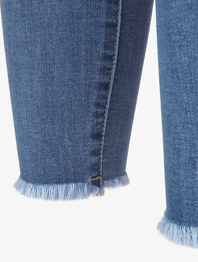 Jean skinny taille standard à bords coupe franche - Bleu clair - Image 3