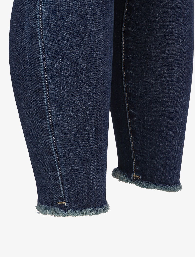 Jean skinny taille standard à bords coupe franche - Bleu foncé - Image 6