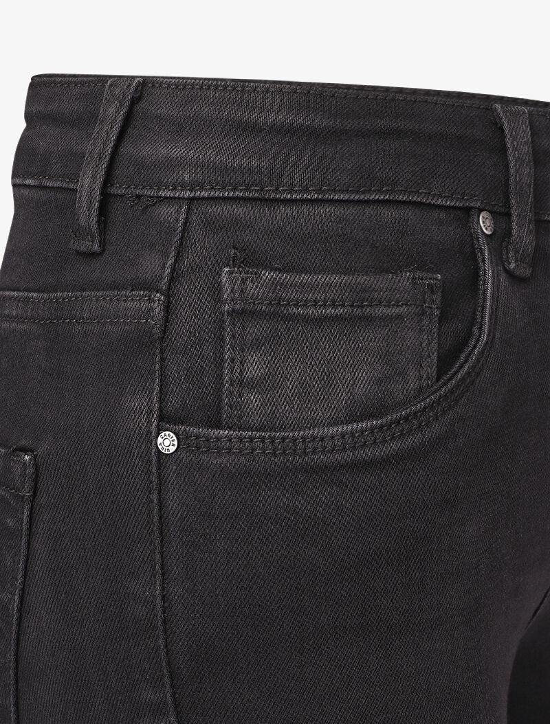 Jean skinny taille standard à ourlet à retrousser - Noir - Image 3