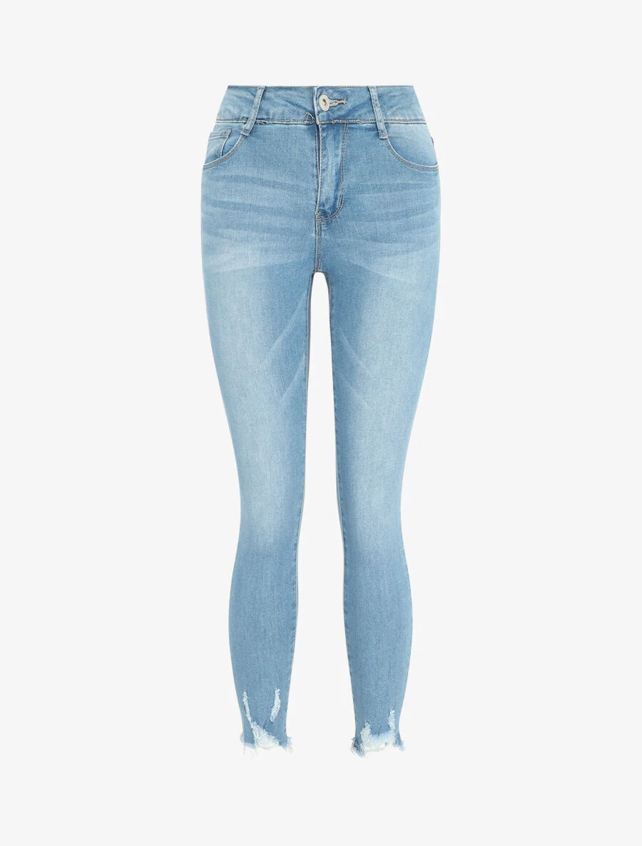 Jean skinny taille standard bord franc - Bleu clair