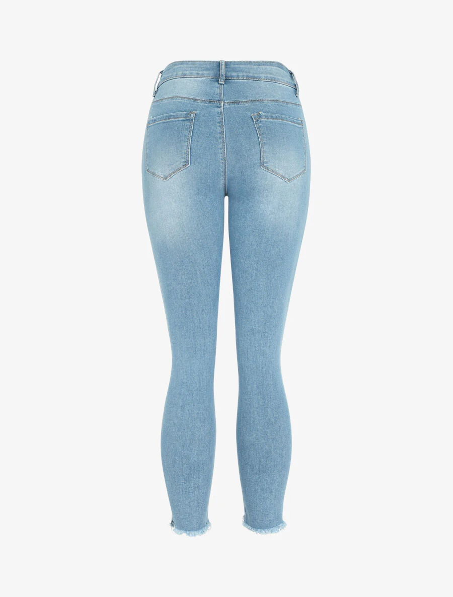 Jean skinny taille standard bord franc - Bleu clair - Image 2
