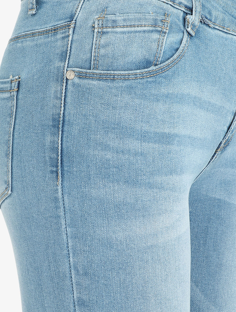 Jean skinny taille standard bord franc - Bleu clair - Image 3