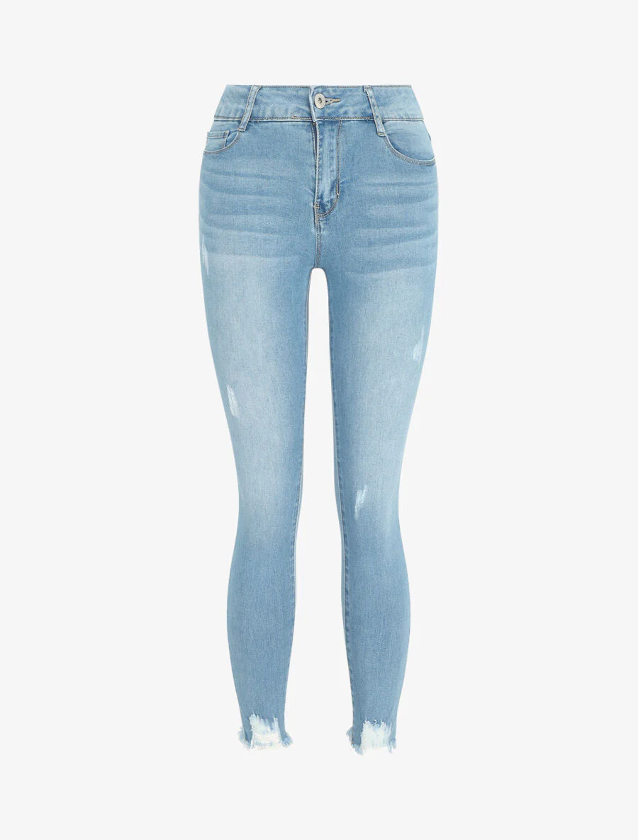 Jean skinny taille standard bord franc - Bleu