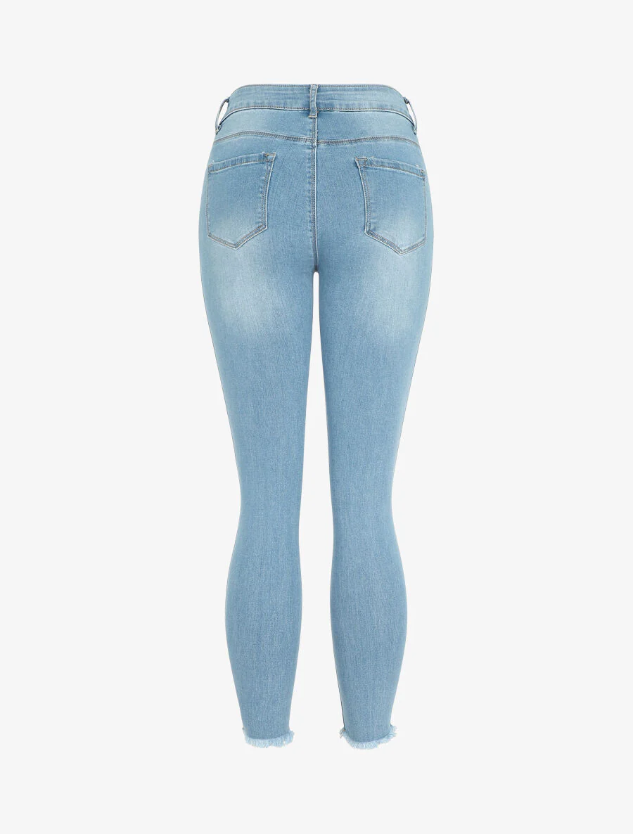 Jean skinny taille standard bord franc - Bleu - Image 2
