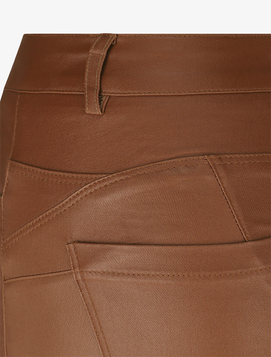 Jean skinny taille standard effet ciré - Camel - Image 3