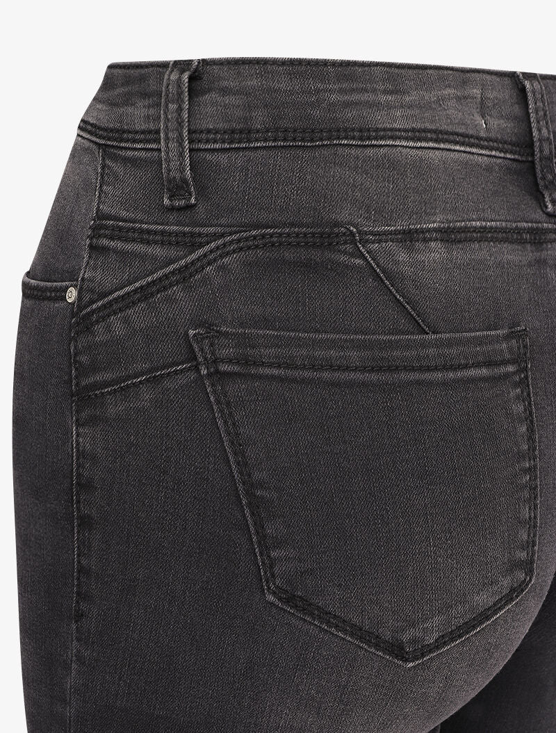 Jean skinny taille standard légèrement délavé - Gris foncé - Image 3