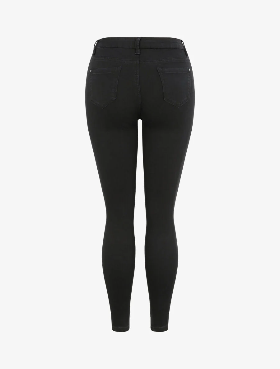Jean skinny uni à taille haute - Noir - Image 2