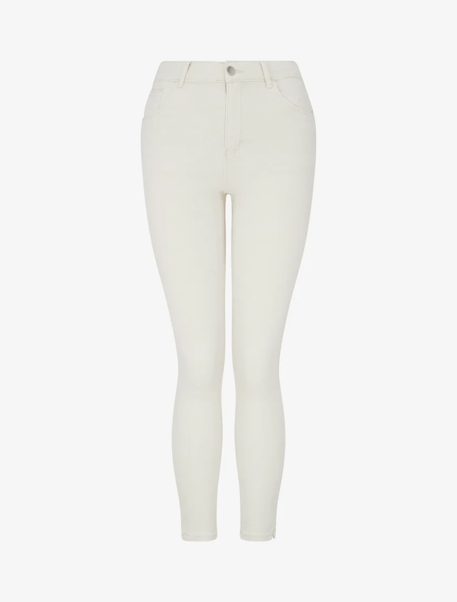 Jean skinny uni à taille standard - Beige clair
