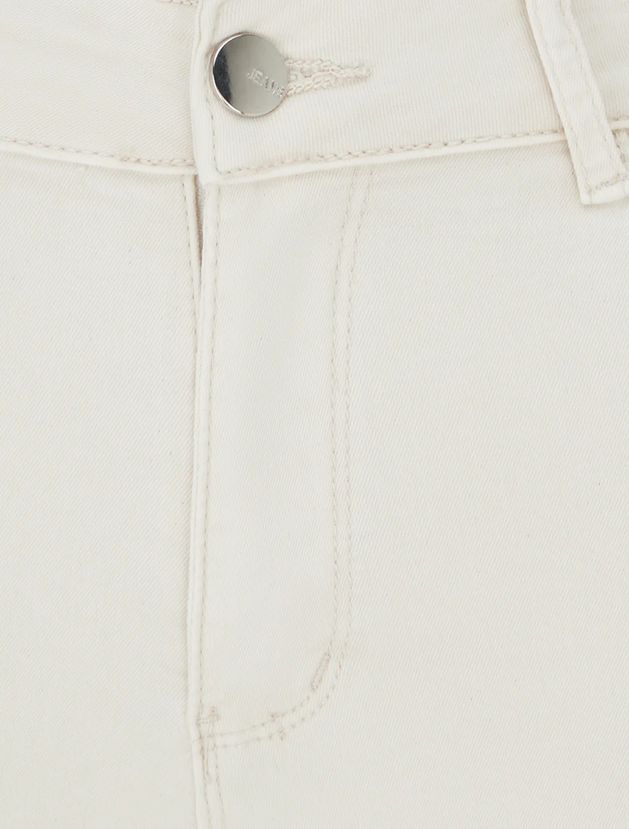 Jean skinny uni à taille standard - Beige clair - Image 3