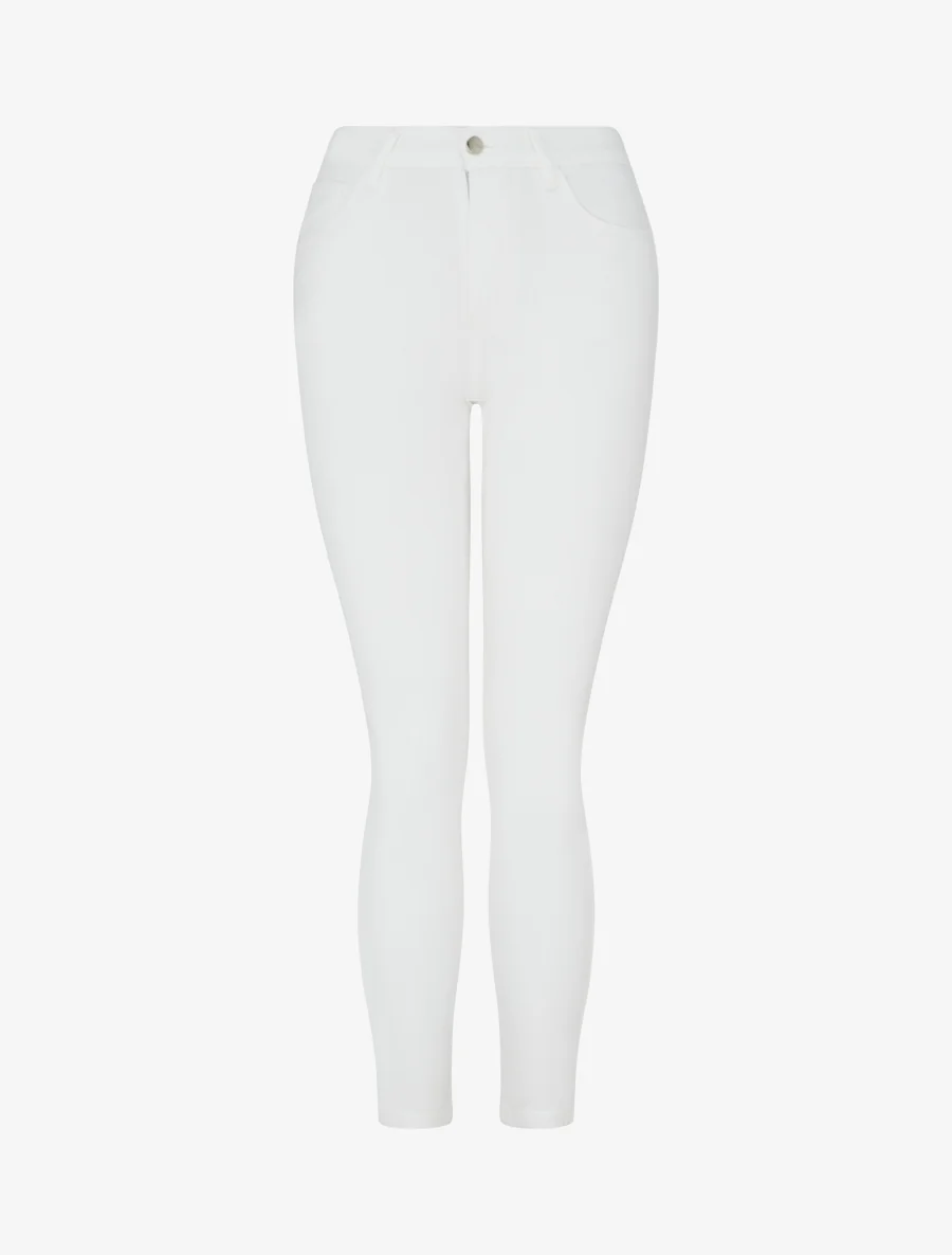 Jean skinny uni à taille standard - Blanc