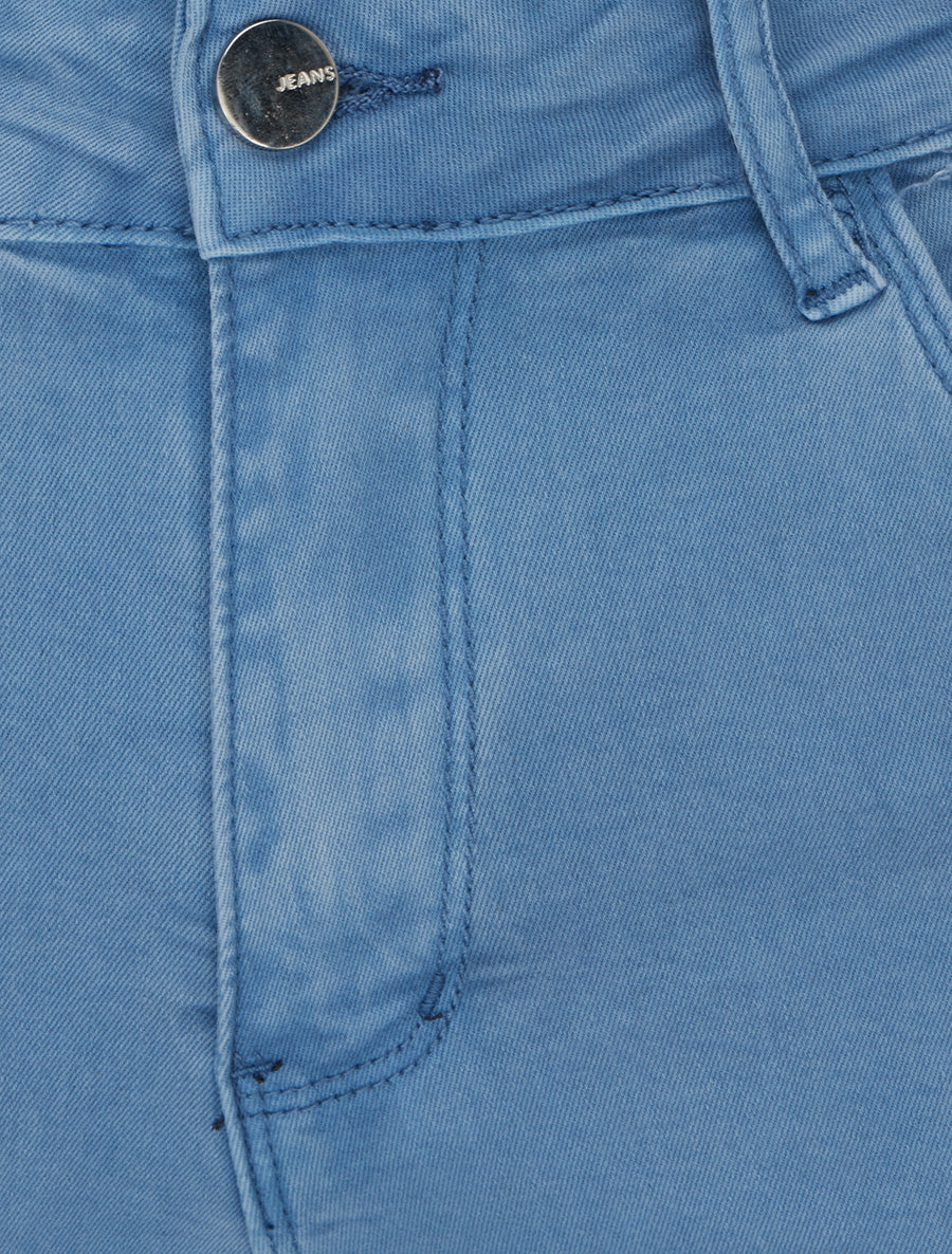 Jean skinny uni à taille standard - Bleu clair - Image 3