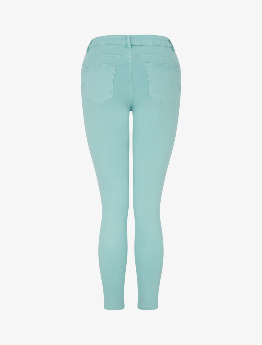 Jean skinny uni à taille standard - Vert d'eau - Image 2