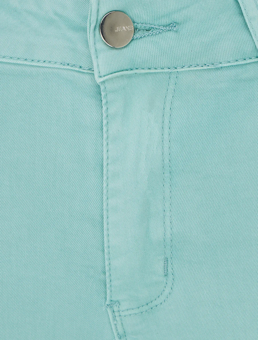 Jean skinny uni à taille standard - Vert d'eau - Image 3