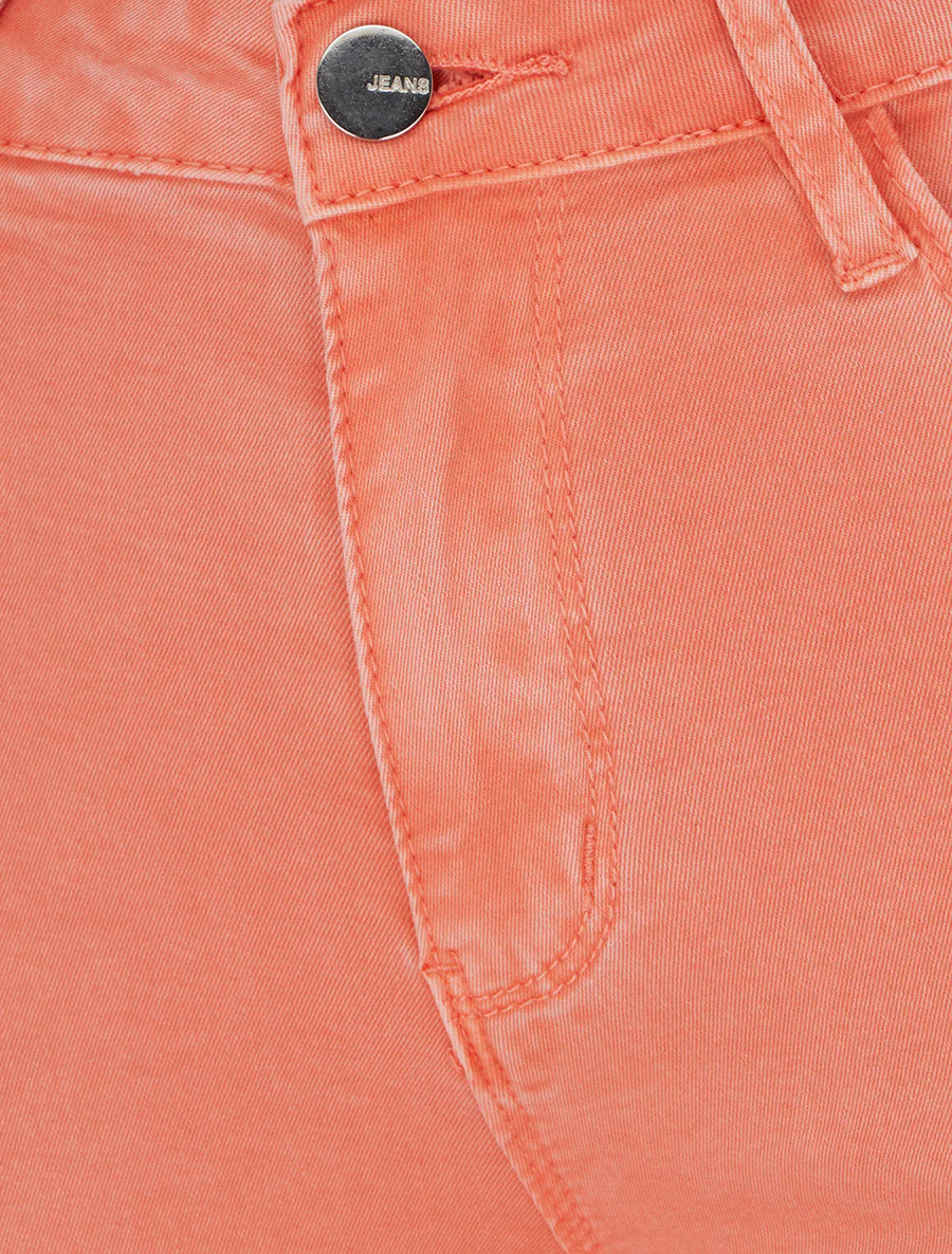 Jean skinny uni à taille standard - Corail - Image 3
