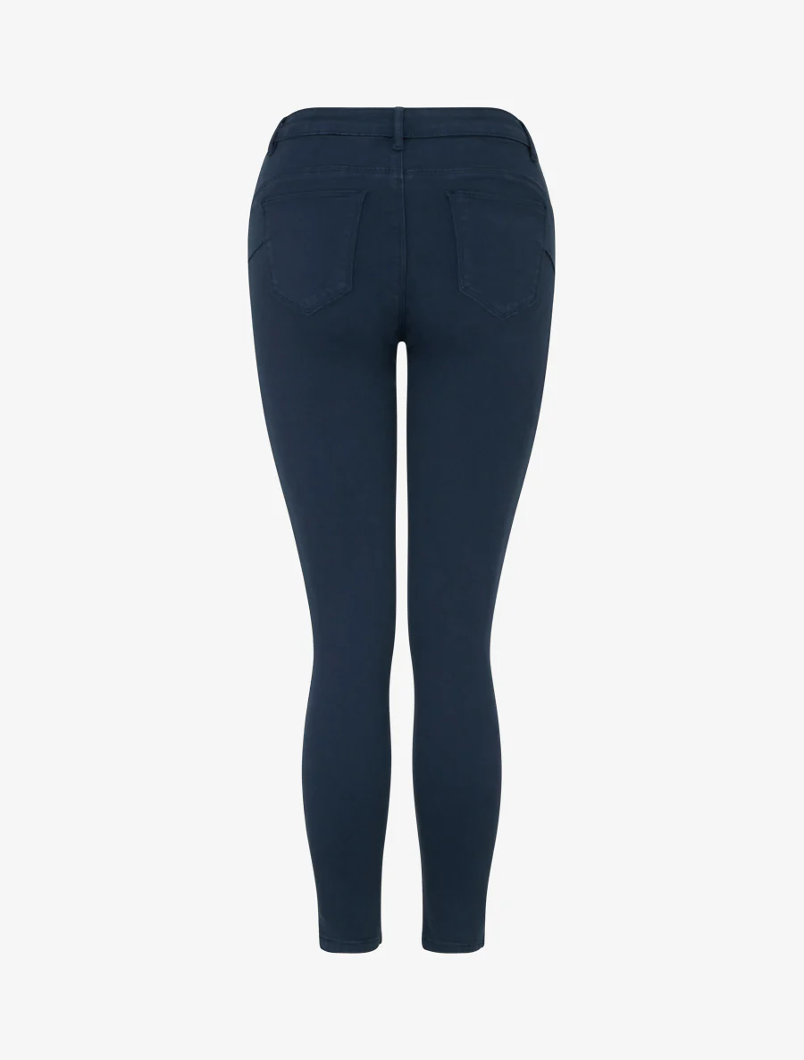 Jean skinny uni à taille standard - Marine - Image 2