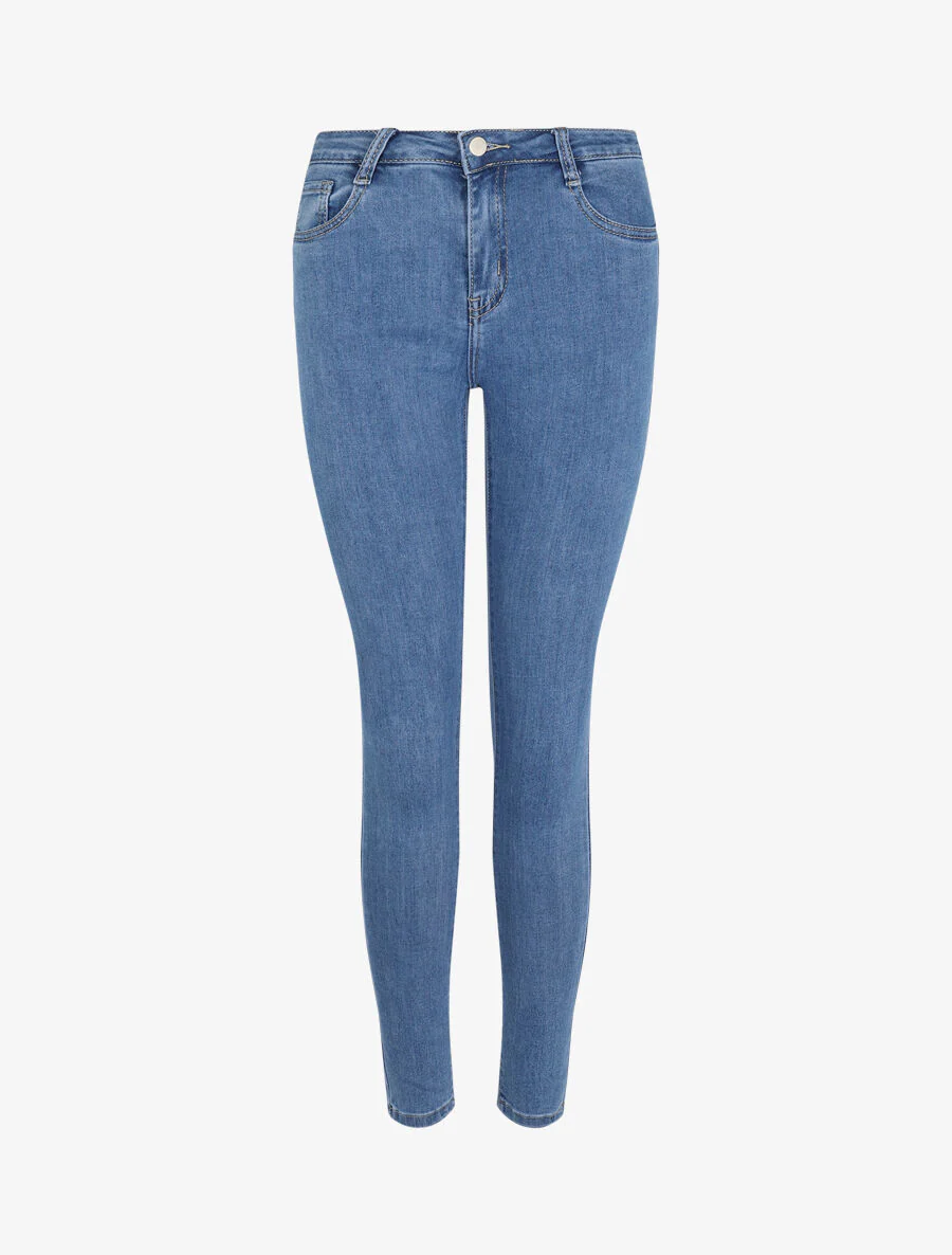 Jean skinny uni et stretch - Bleu
