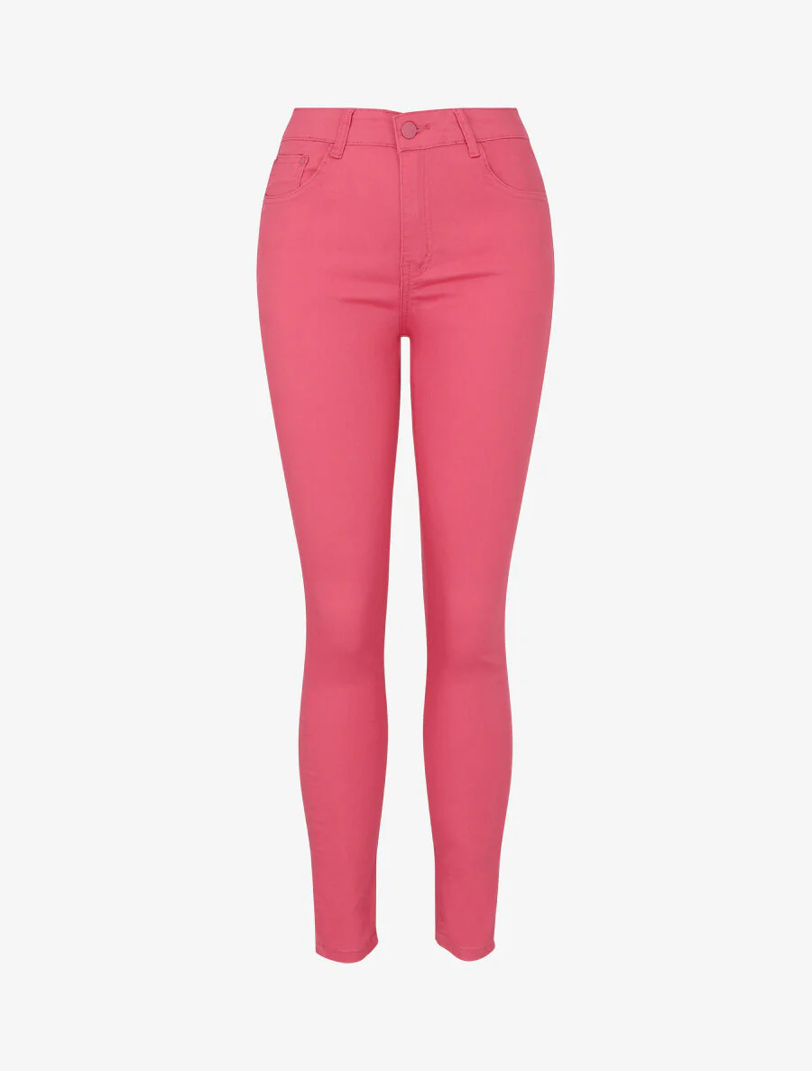 Jean skinny uni grande taille - Rose