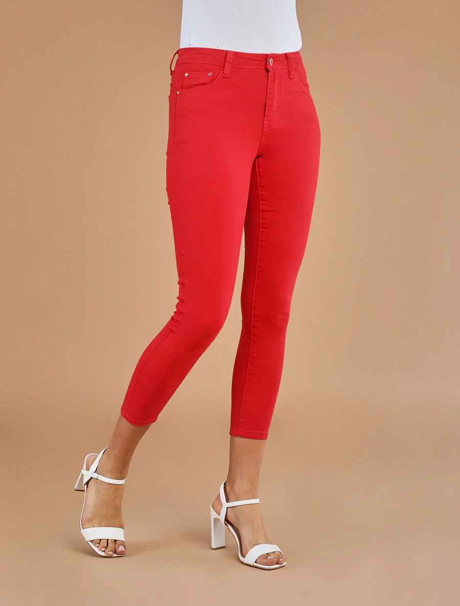 Jean skinny uni push up taille standard - Rouge - Image 4