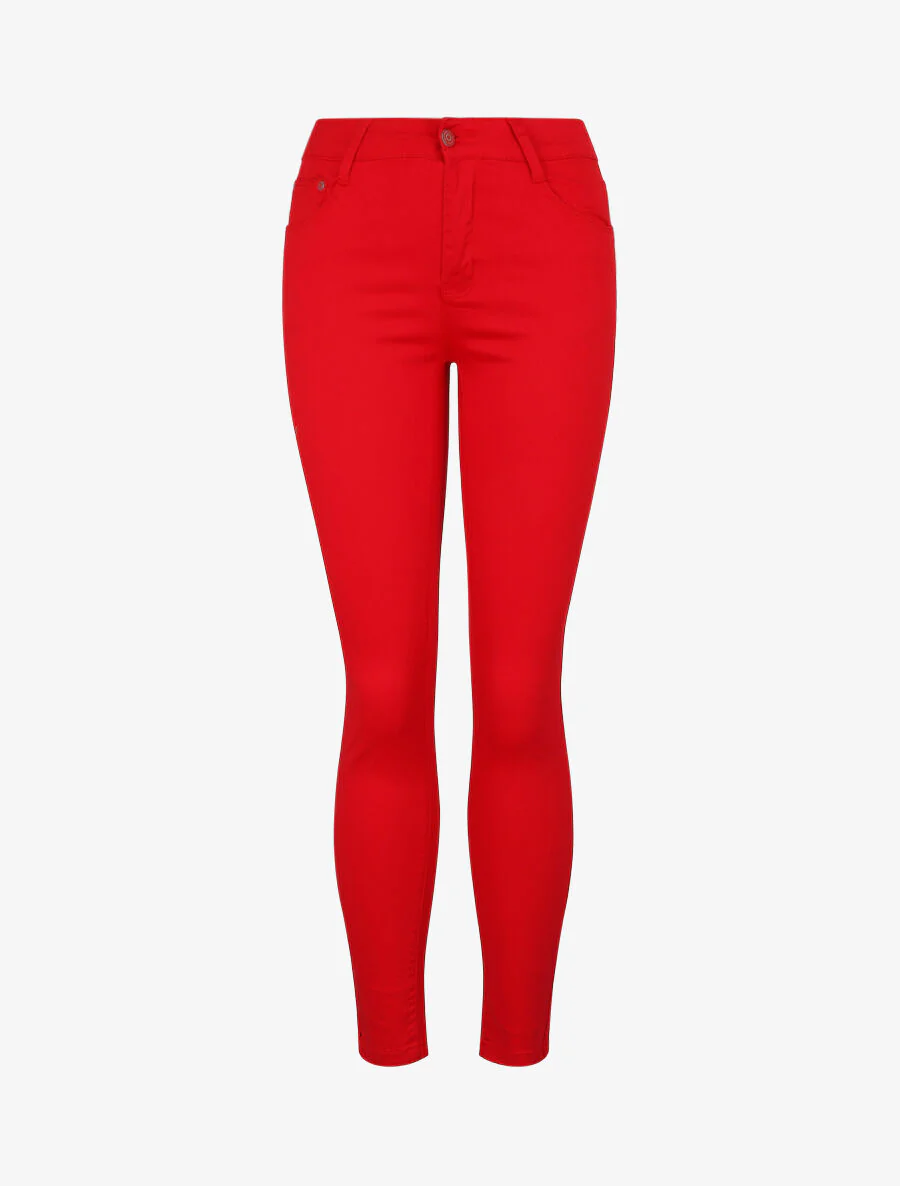 Jean skinny uni stretch - Rouge