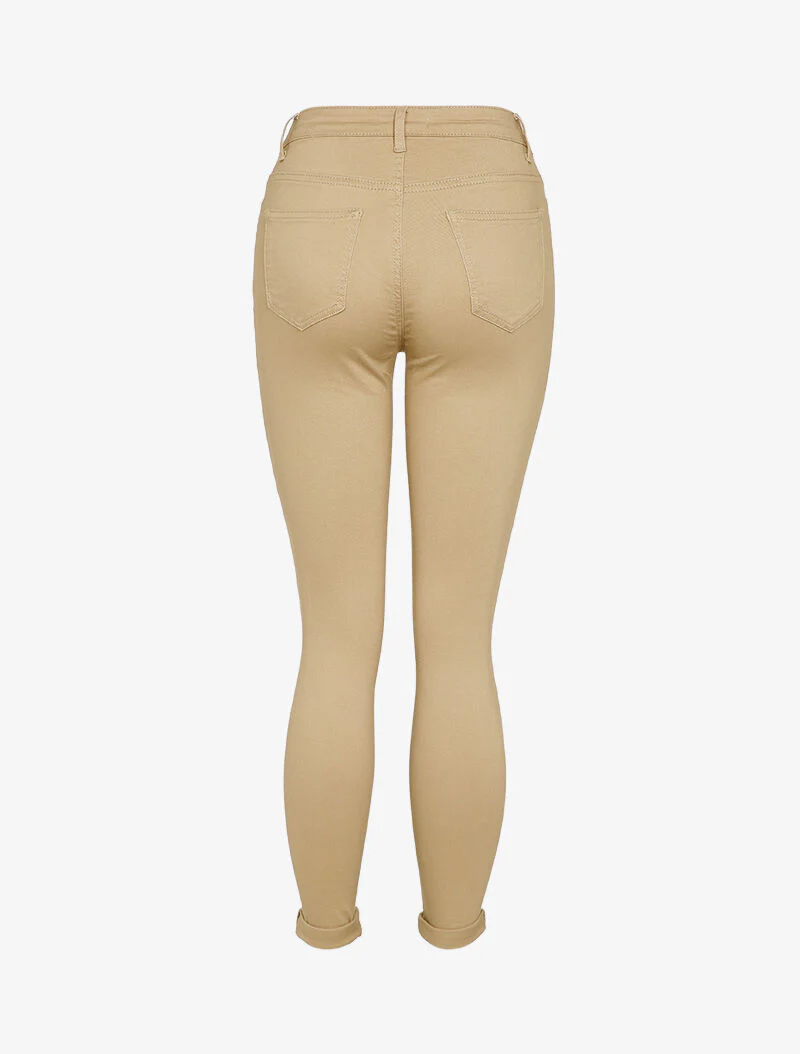 Jean slim à boutonnière - Beige - Image 2