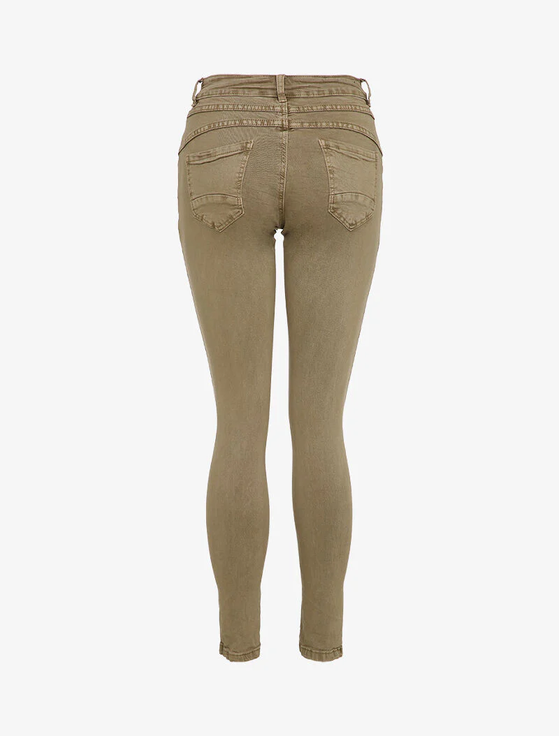 Jean slim à coutures en biais - Taupe - Image 2