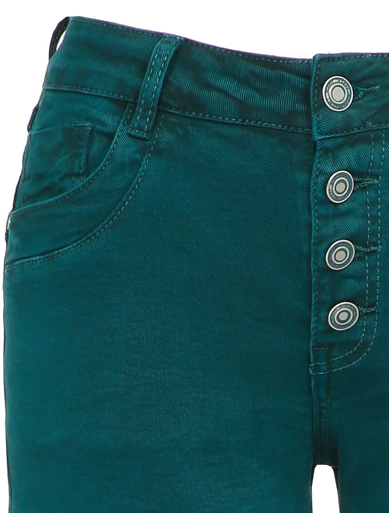 Jean slim à coutures en biais - Bleu canard - Image 3