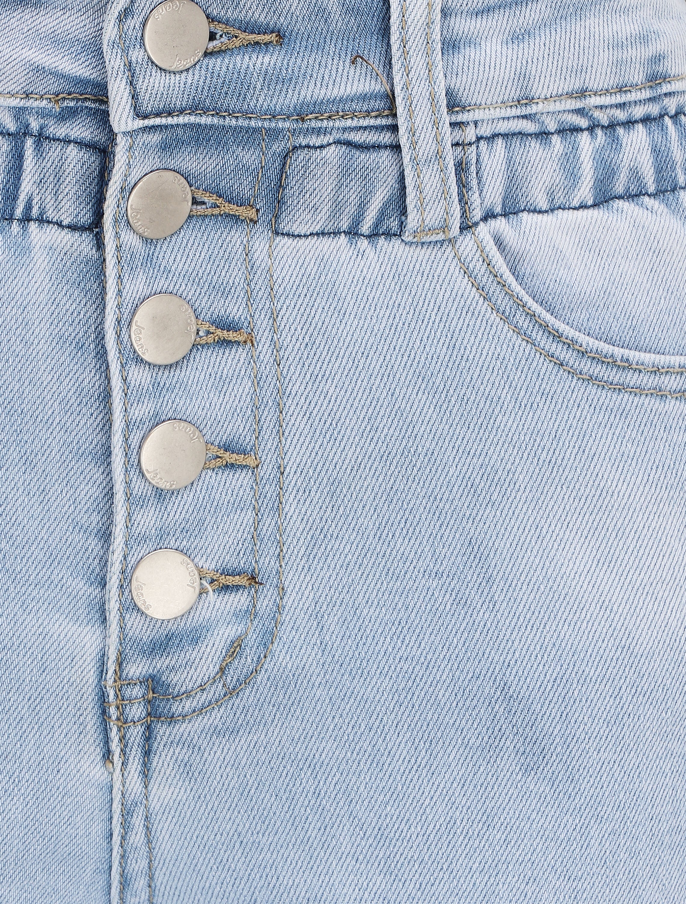 Jean slim à taille empire élastiquée - Bleu clair - Image 3