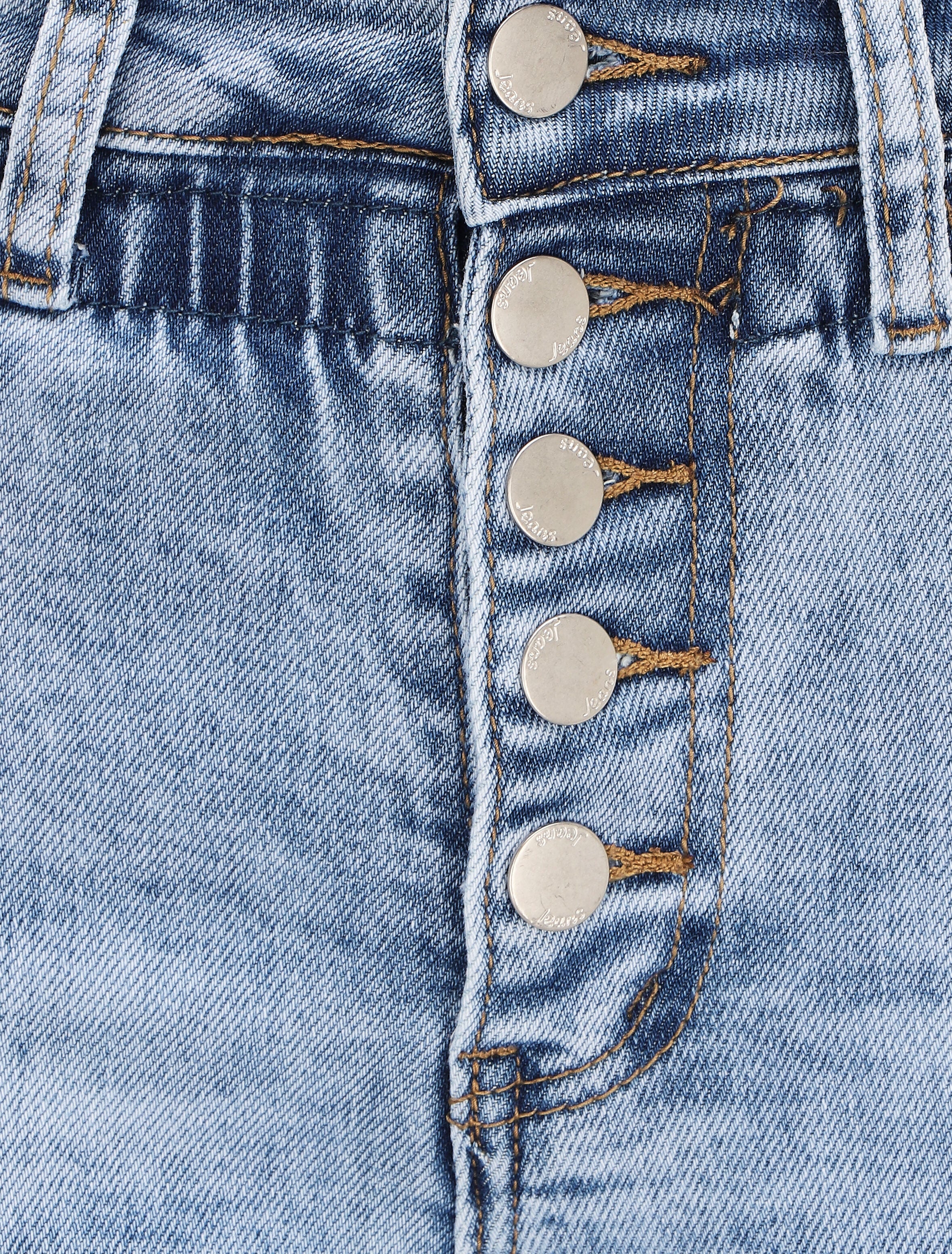 Jean slim à taille empire élastiquée - Bleu denim - Image 3