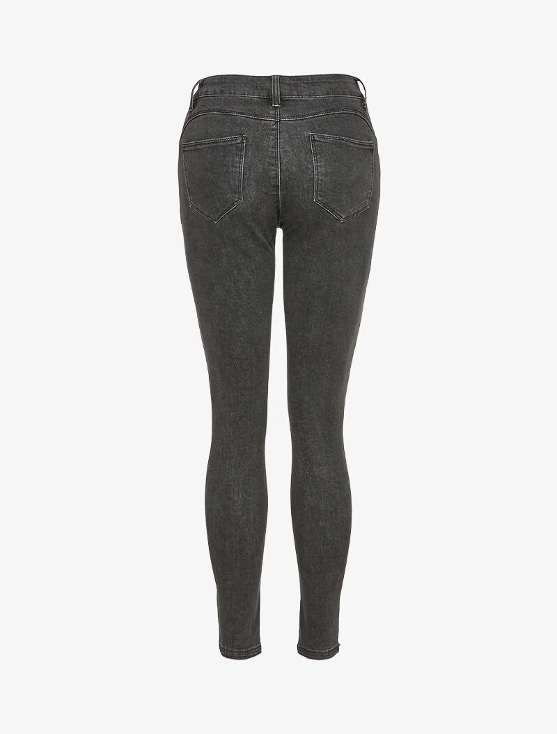 Jean slim à taille haute - Gris foncé - Image 2