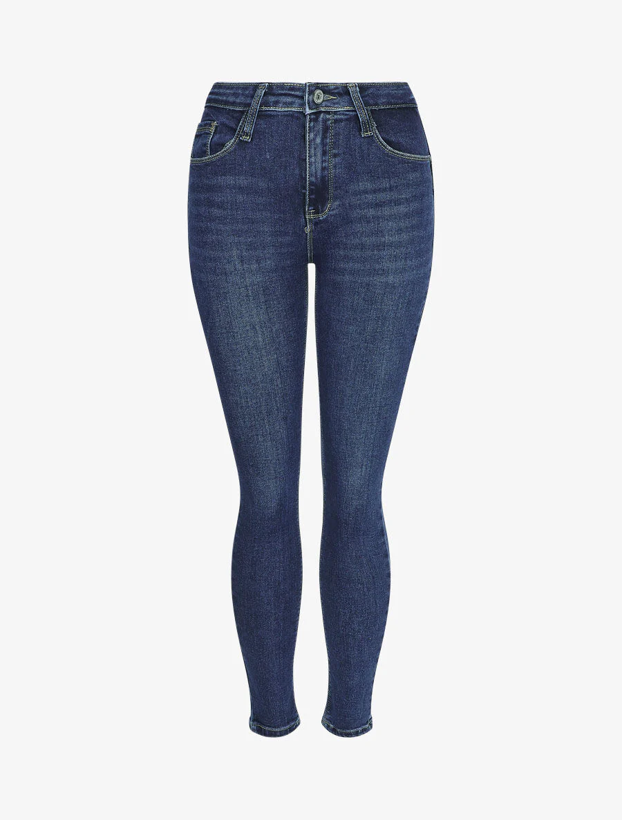 Jean slim à taille standard - Bleu denim