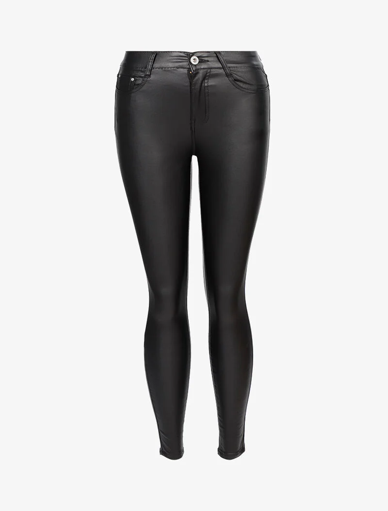 Jean slim basique en simili - noir