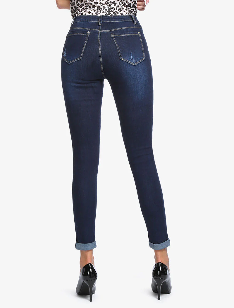 Jean slim basique griffé - bleu denim - Image 2