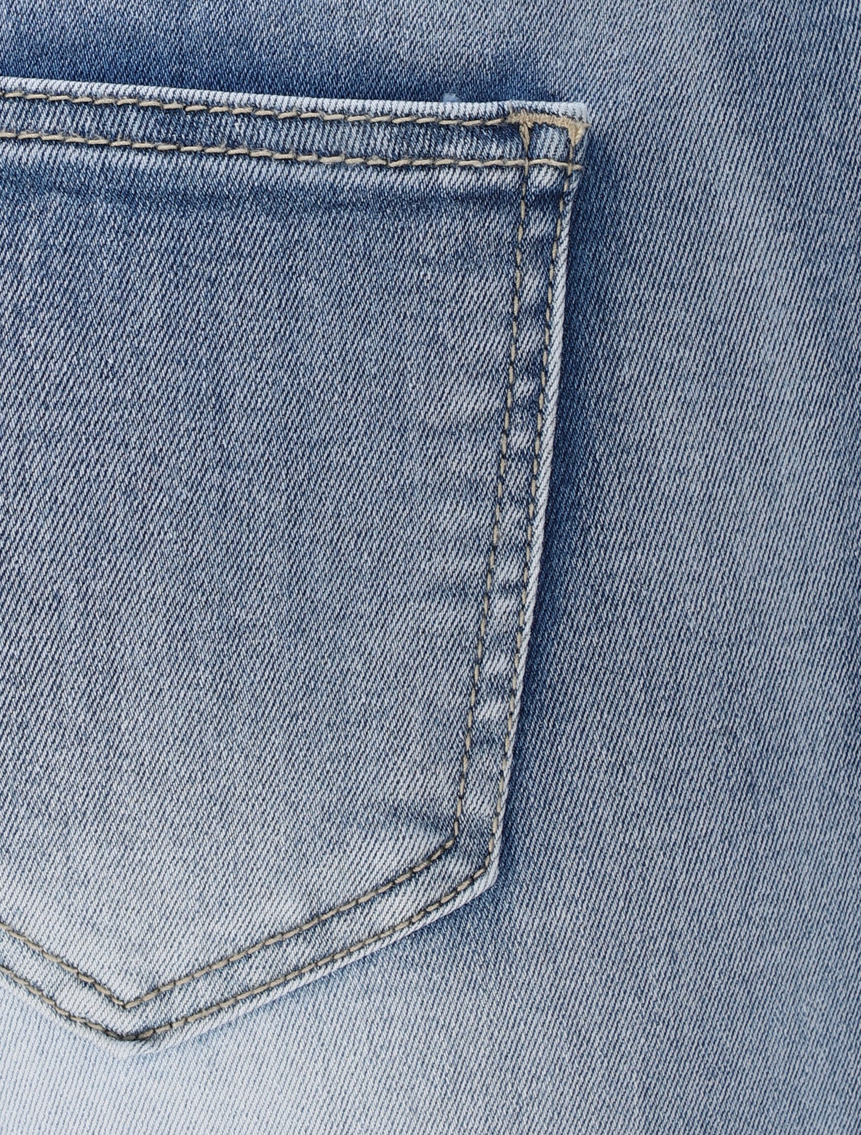 Jean slim délavé à taille standard élastiquée - Bleu clair - Image 3