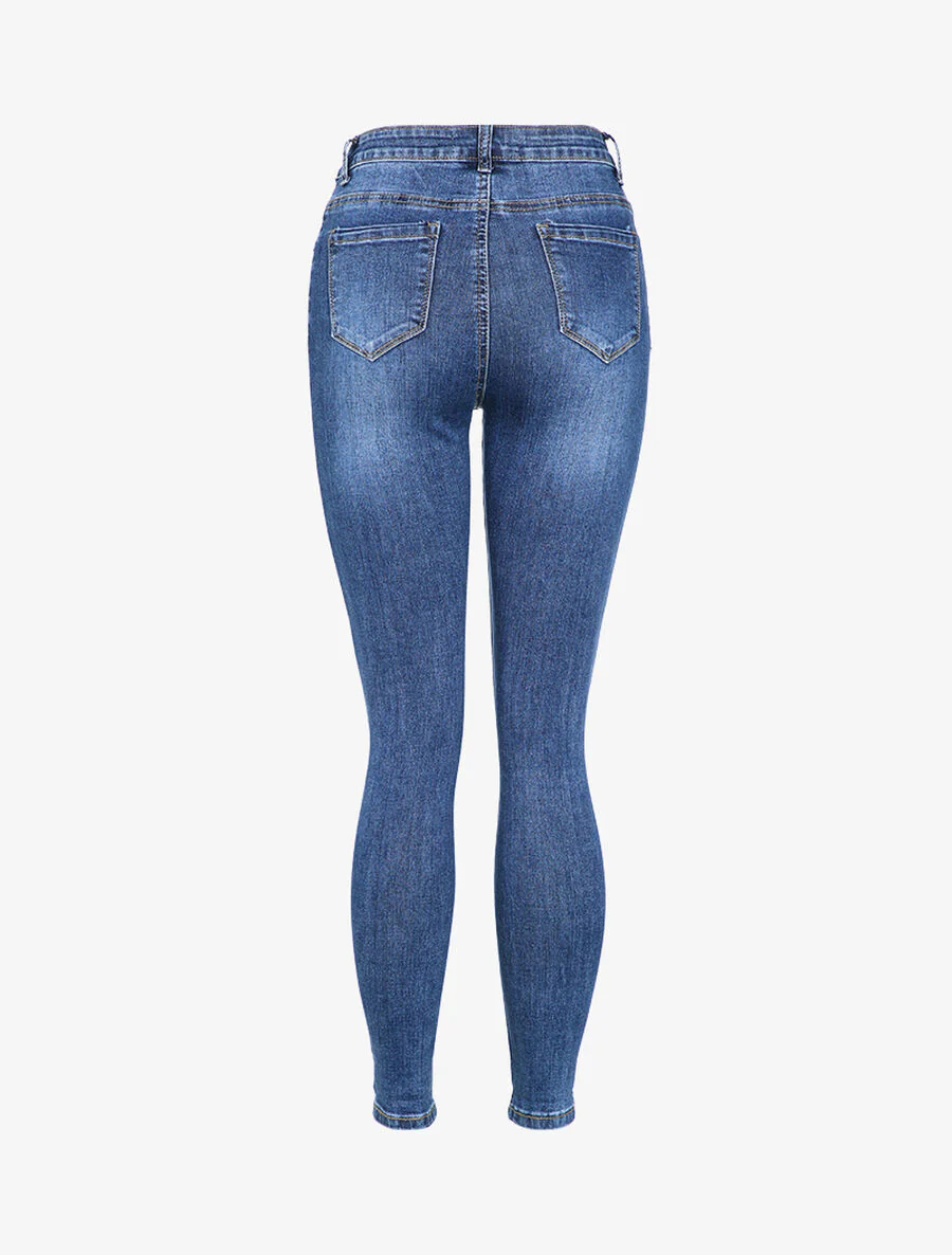 Jean slim délavé - Bleu denim - Image 2