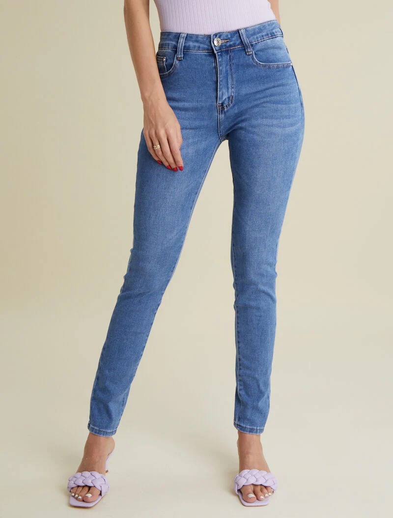 Jean slim délavé - bleu denim