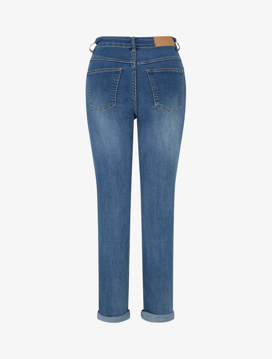 Jean slim délavé taille haute - Bleu - Image 2