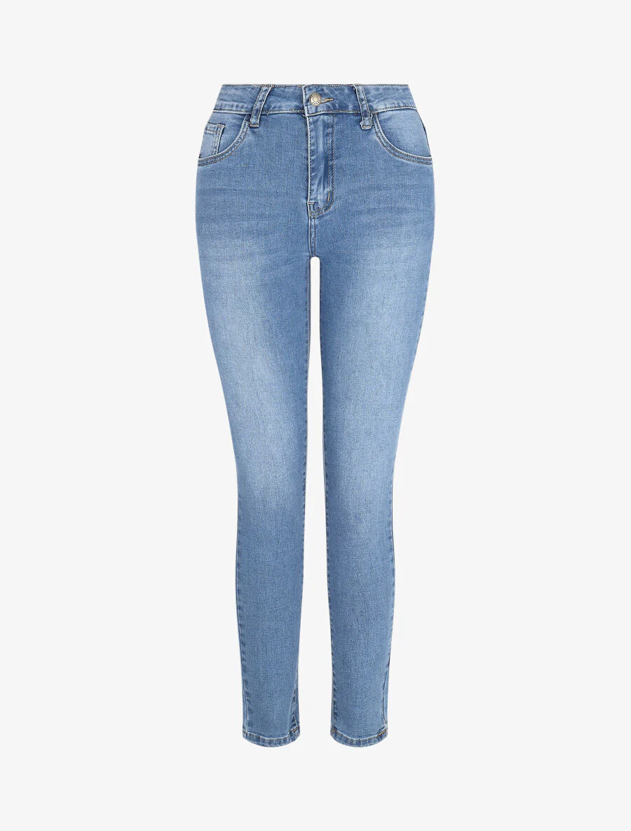 Jean slim délavé taille standard - Bleu clair