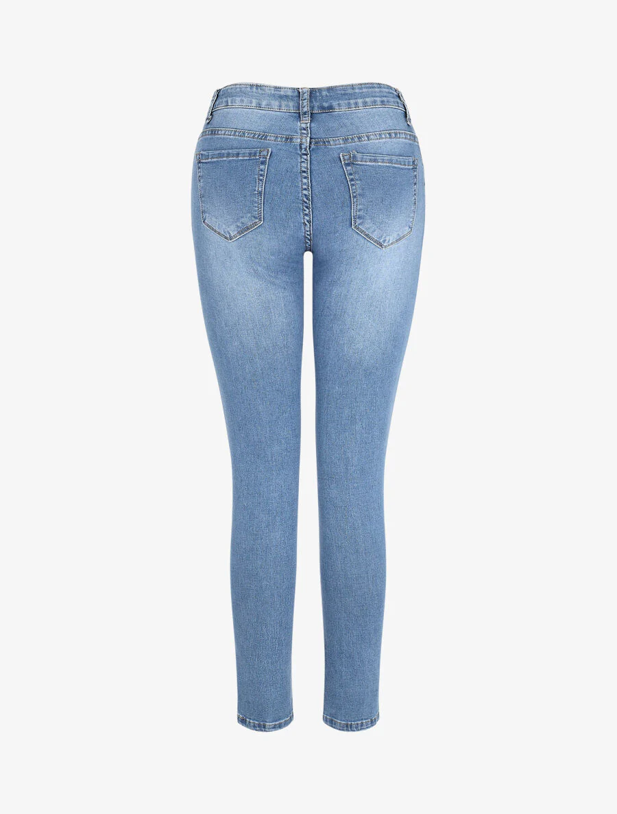 Jean slim délavé taille standard - Bleu clair - Image 2