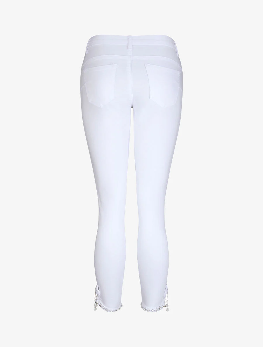 Jean slim orné de strass - Blanc - Image 2