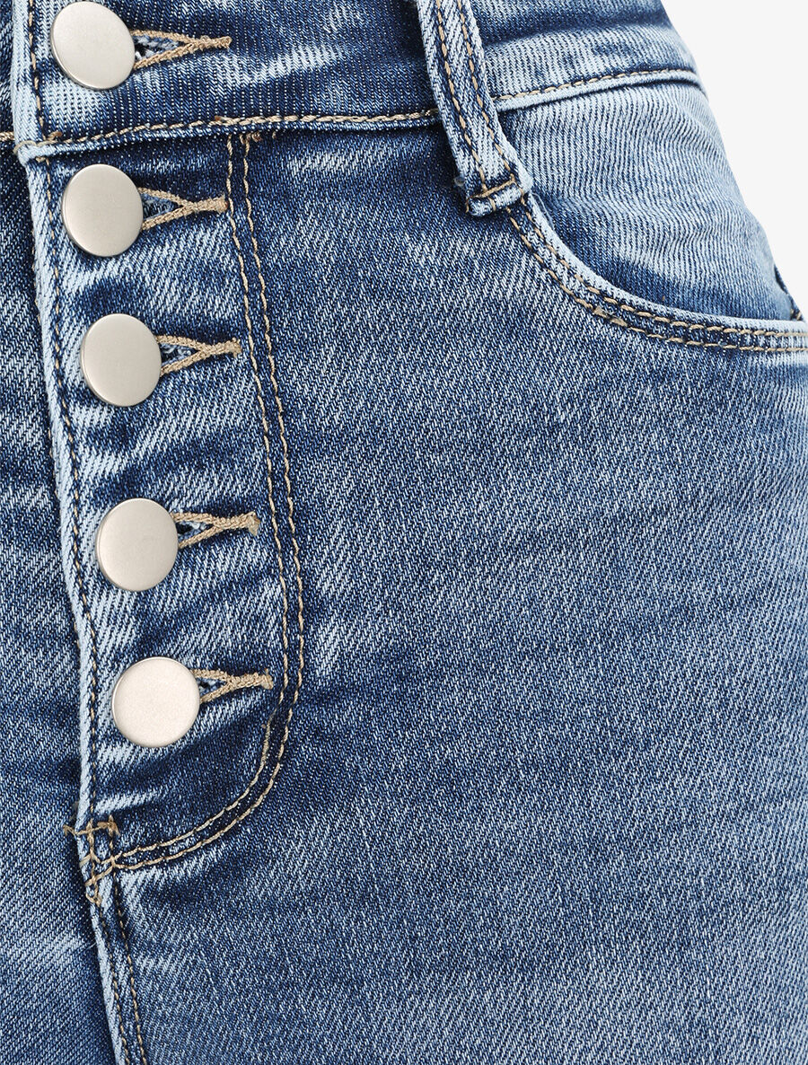 Jean slim push up boutonné - Bleu denim - Image 3