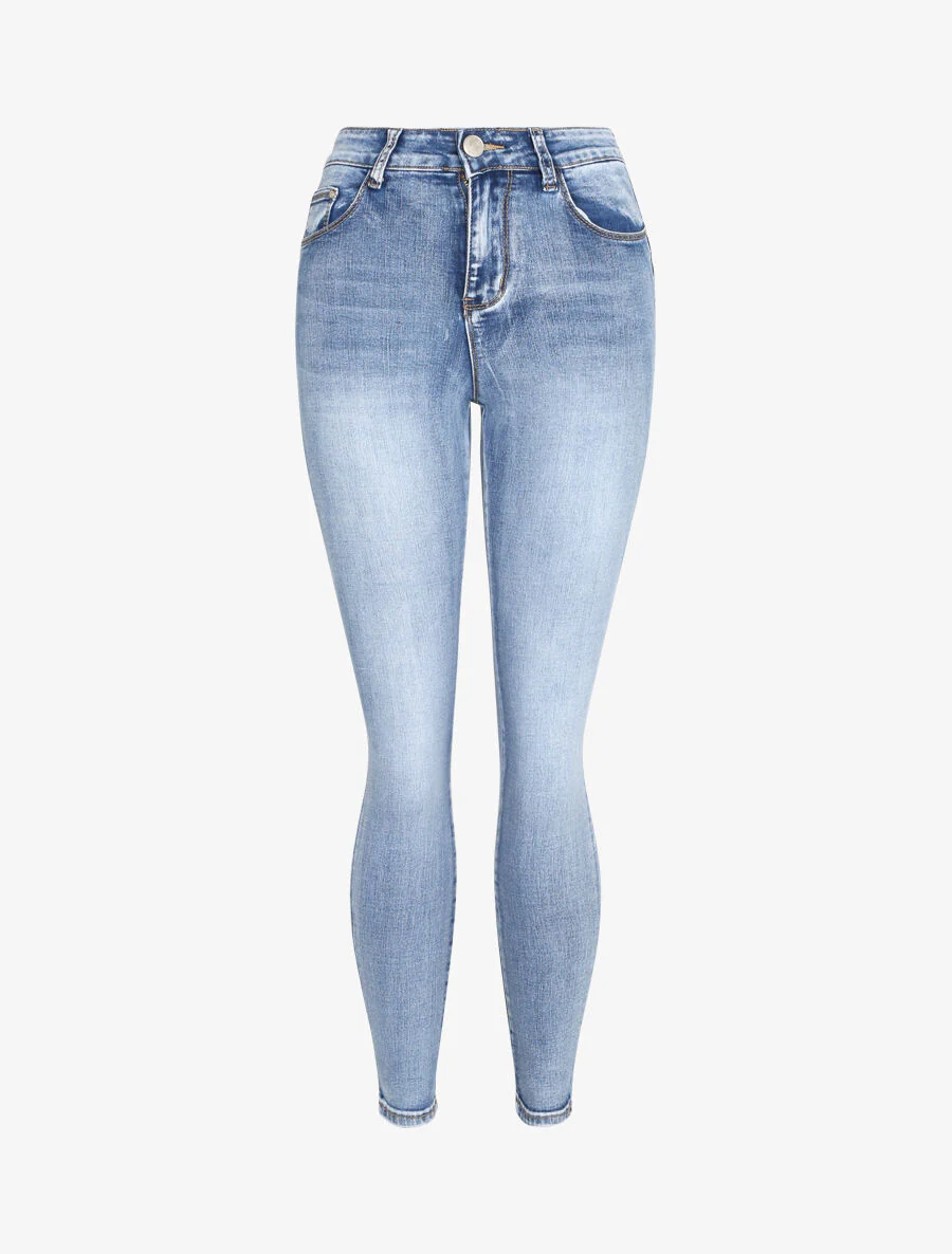 Jean slim push up délavé - Bleu