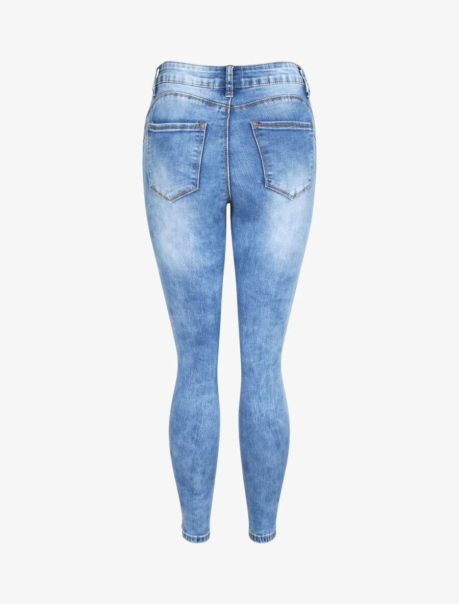 Jean slim push up délavé - Bleu denim - Image 2