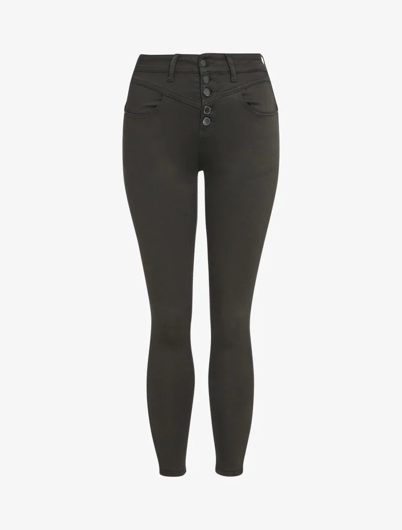 Jean slim satiné à taille haute - Noir