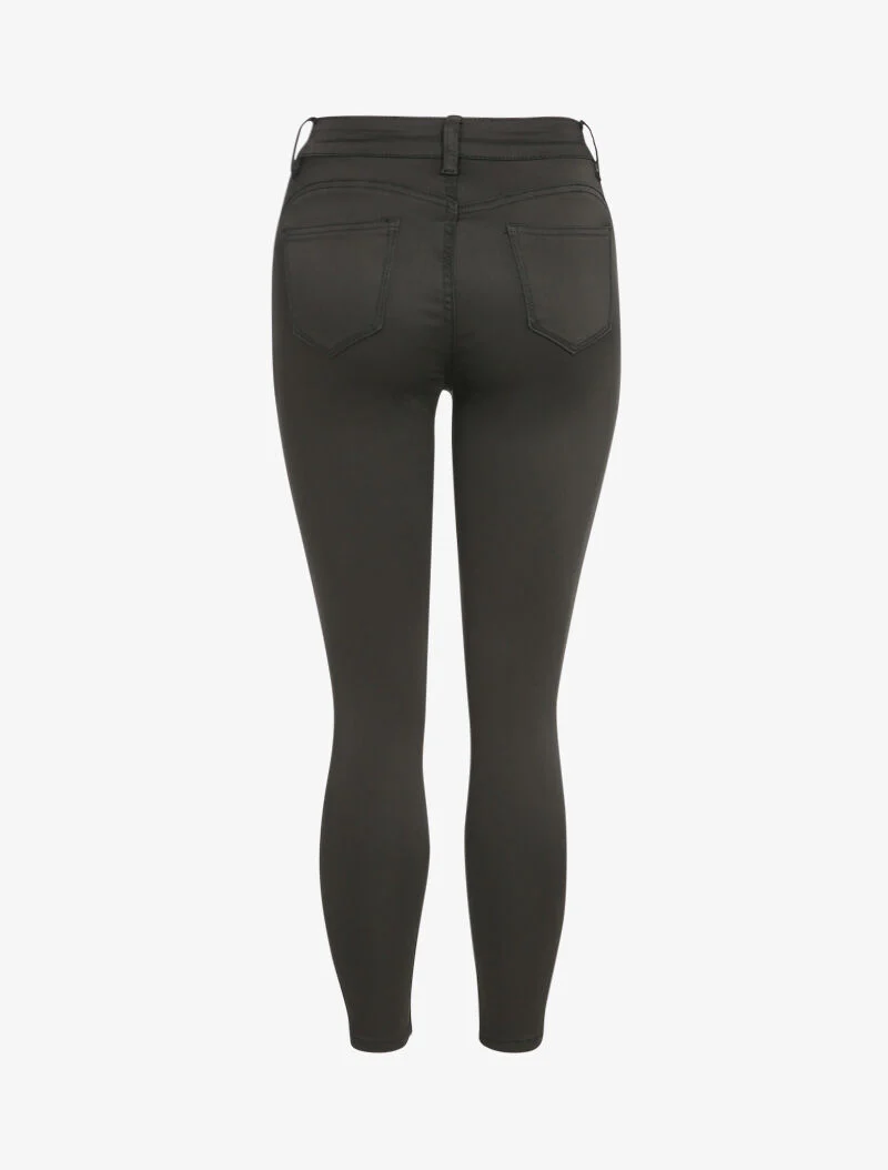 Jean slim satiné à taille haute - Noir - Image 2