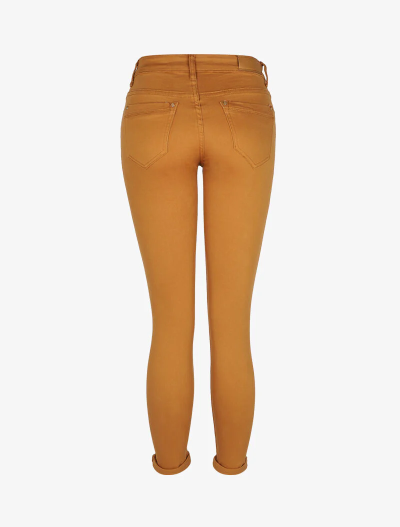 Jean slim stretch à taille haute - Moutarde - Image 2