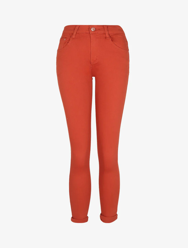 Jean slim stretch à taille haute - Orange
