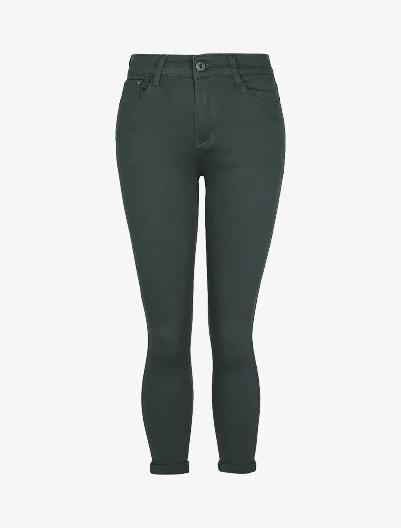 Jean slim stretch à taille haute - Vert sapin