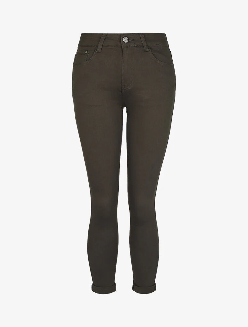 Jean slim stretch à taille haute - Kaki